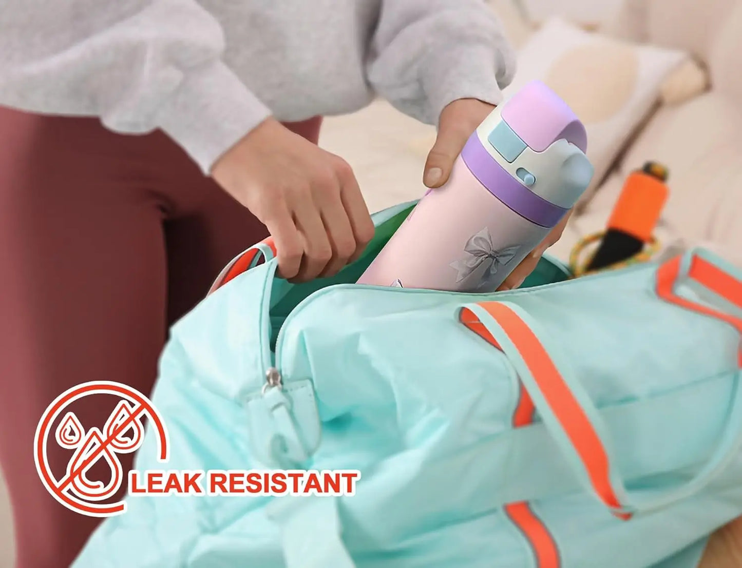 32oz Insulated Stainless Steel Water Bottle with Straw, Leak-Proof Thermos BPA-Free for Sports, Travel, School