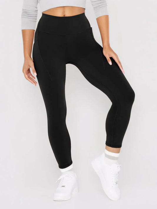 Women's Black Plus Size High-Waisted Yoga Leggings, Flexible Comfortable Fit, For Pilates Gym Running Hiking Daily Workout