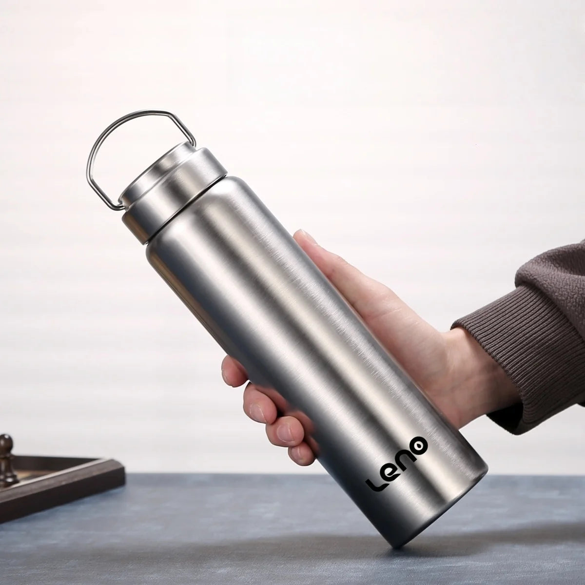 1pc Large Capacity Stainless Steel Sport Water Bottle Single-layer Rugged Water Cup Metal Flask Drinkware Camping Sports Gym