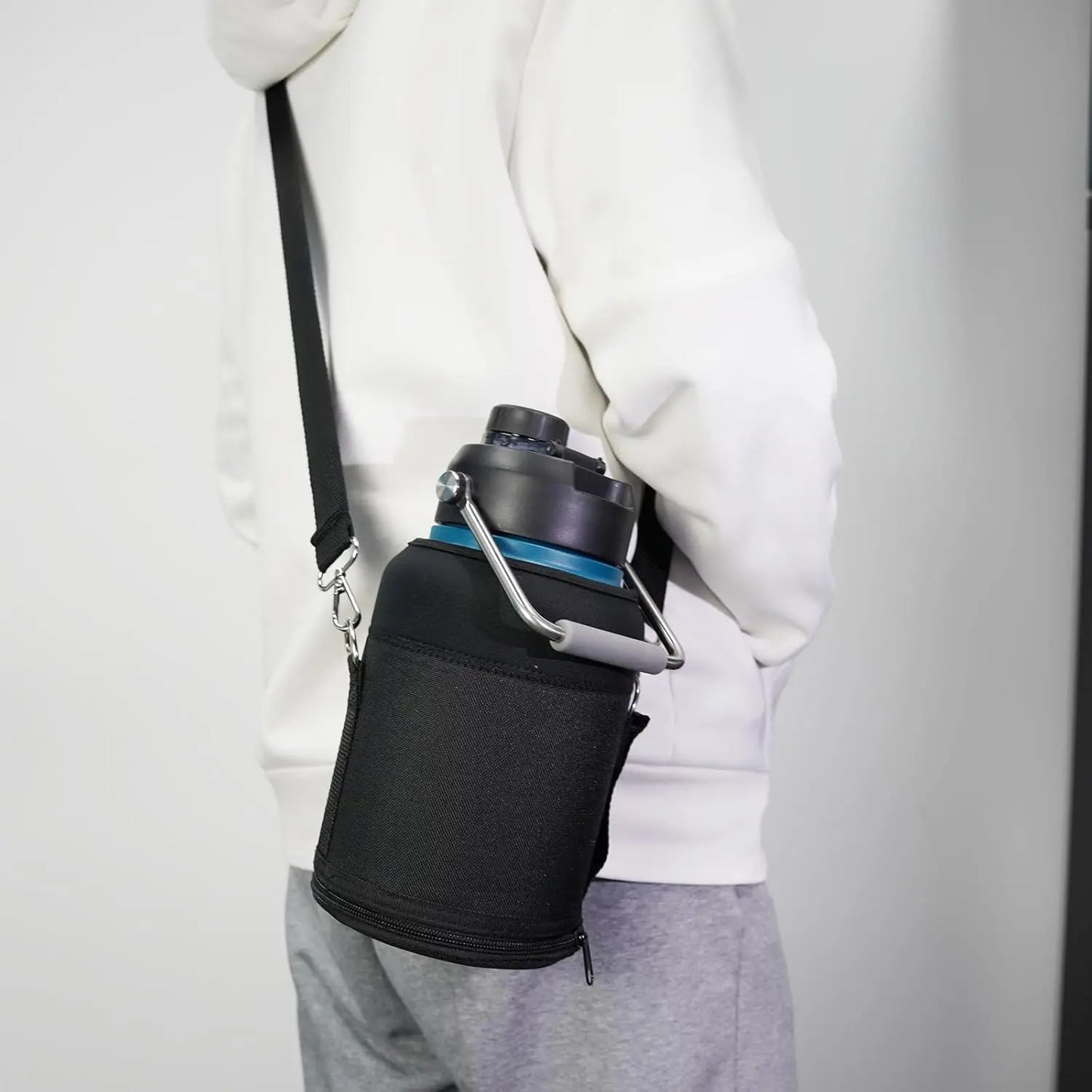 64 oz Insulated Stainless Steel Water Bottle with Handle & Pouch, Camp Green