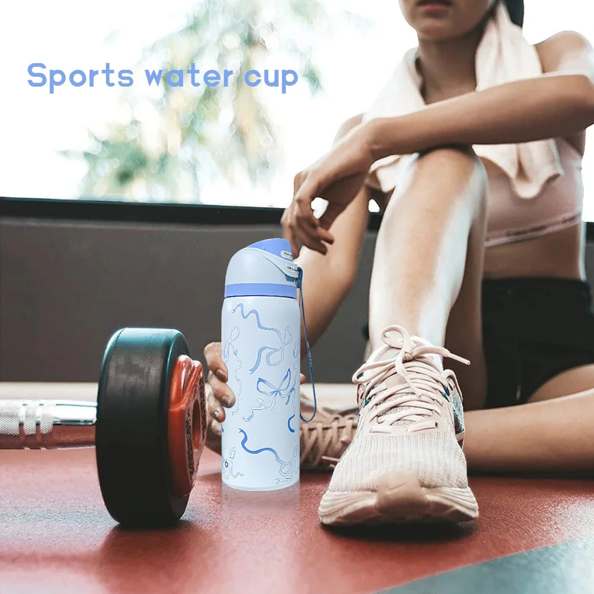 Owalaa Blue butterfly Water bottle 32oz,945ML,with straw,heat preservation time more than 24 hours,camping,work,indoor