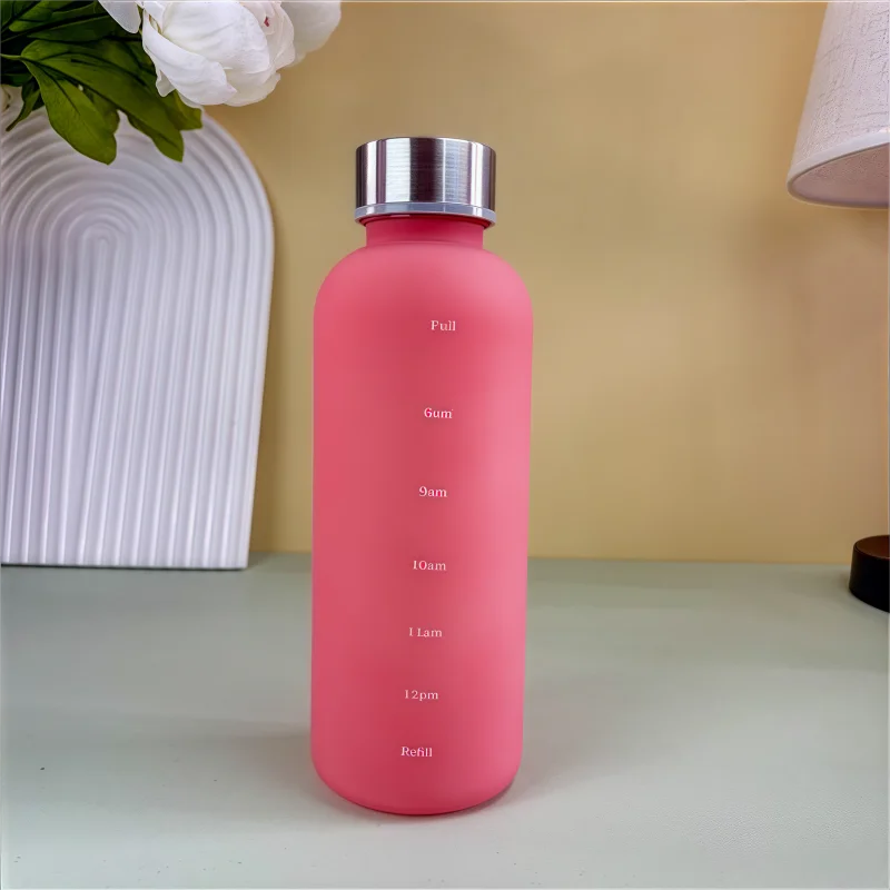 550ml Bottle With Time Marker Motivational Reusable Fitness Sports Outdoors Travel Leakproof BPA Free Frosted Plastic