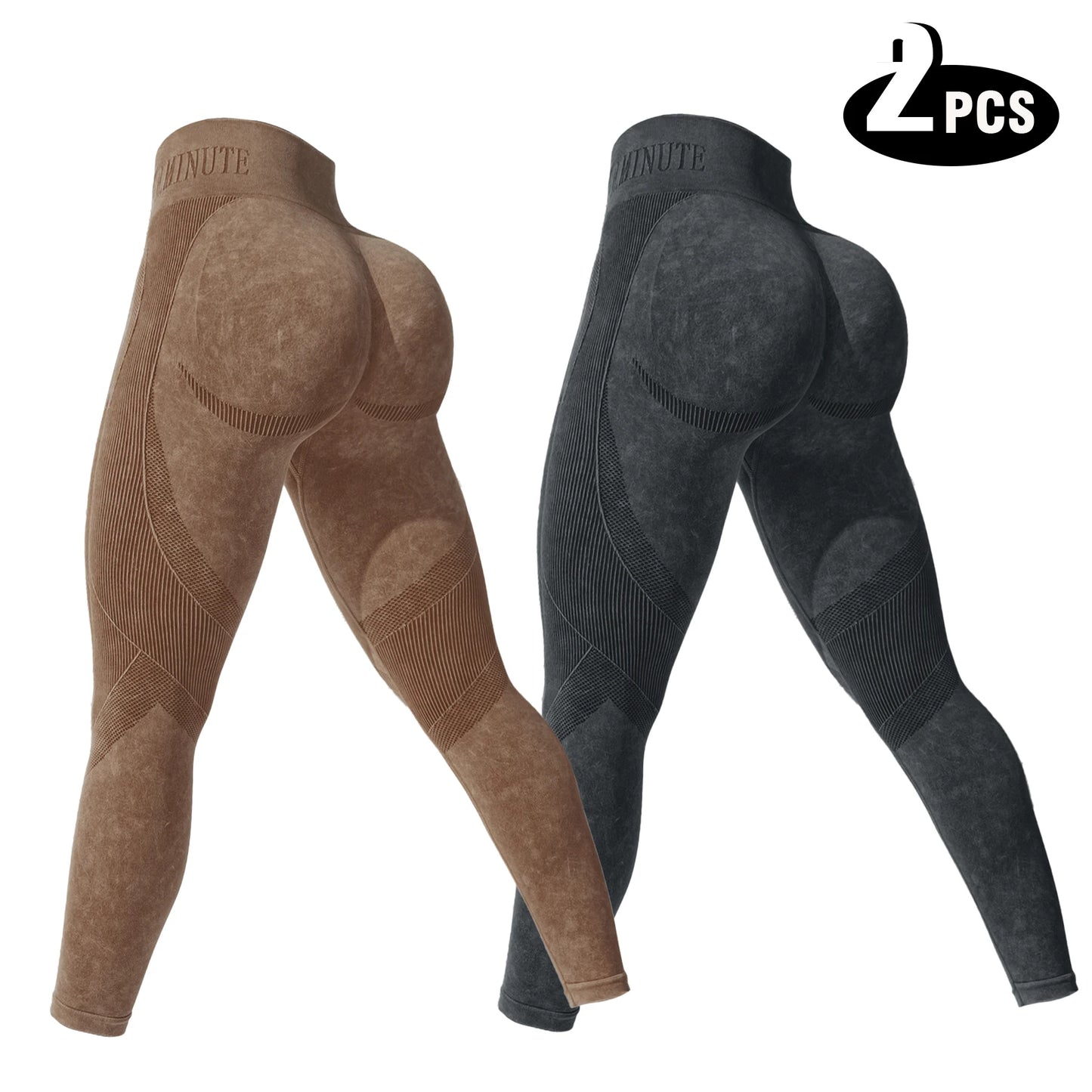 2 Pack Women's High Waisted Sexy Butt Lifting Seamless Solid Color Yoga Leggings Elastic And Breathable Fitness Sports Pants