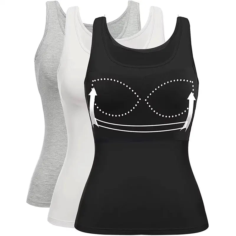 Fitness Workout Running Shirts Compression Camisole Shapewear Tank Top for Women with Built in Bra Women's Padded Sports Bra