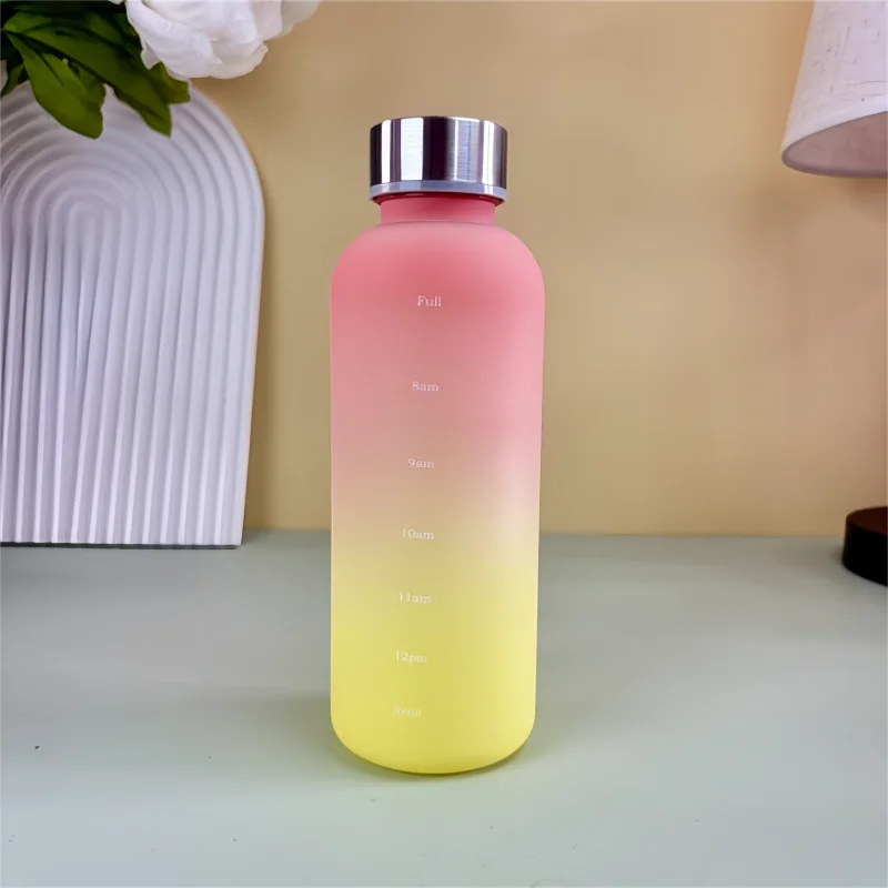 550ml Bottle With Time Marker Motivational Reusable Fitness Sports Outdoors Travel Leakproof BPA Free Frosted Plastic