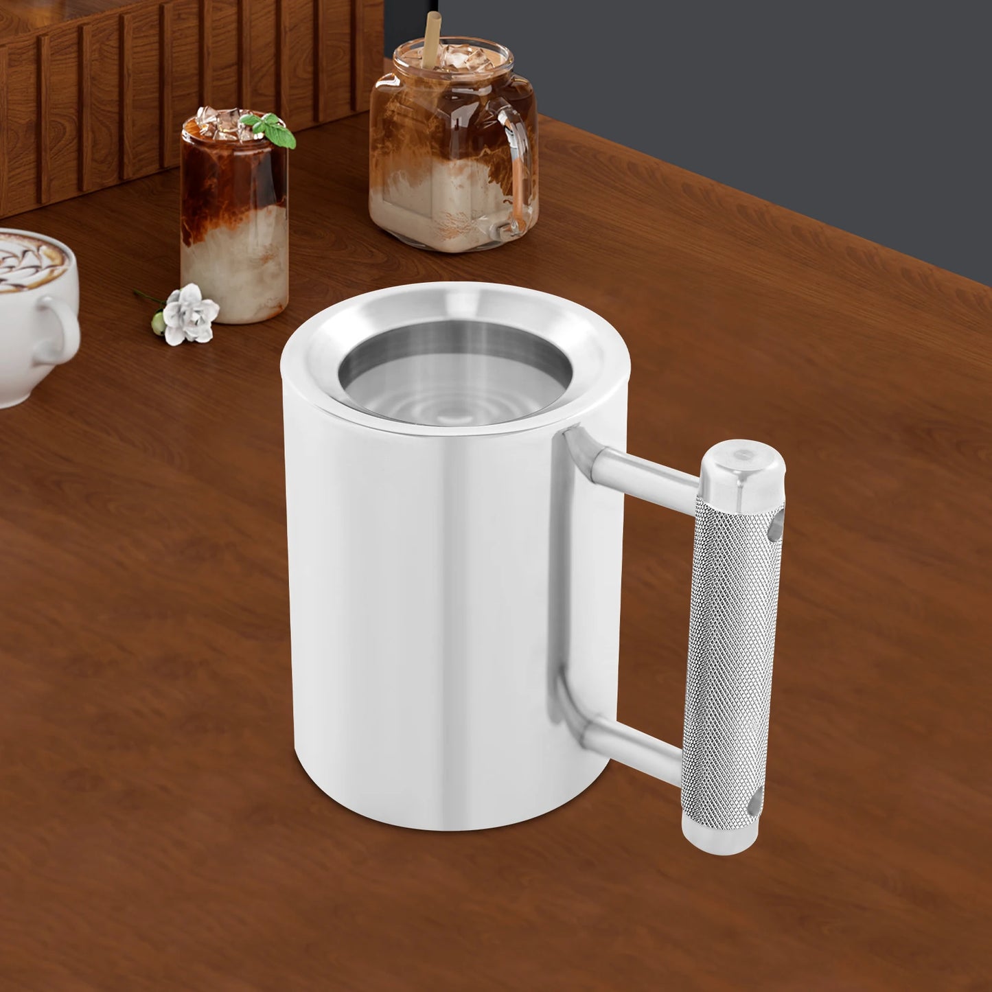 Sports Theme 300ml Capacity Heavy-Duty Stainless Steel Cup, Minimalist Style 18lbs Dumbbell Fitness Mug with Textured Handle