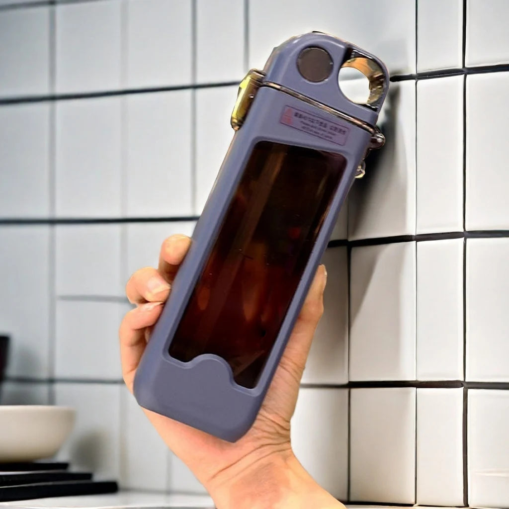 1pc 350ml sports water bottle, square portable plastic water bottle, fitness cup, outdoor sports water bottle