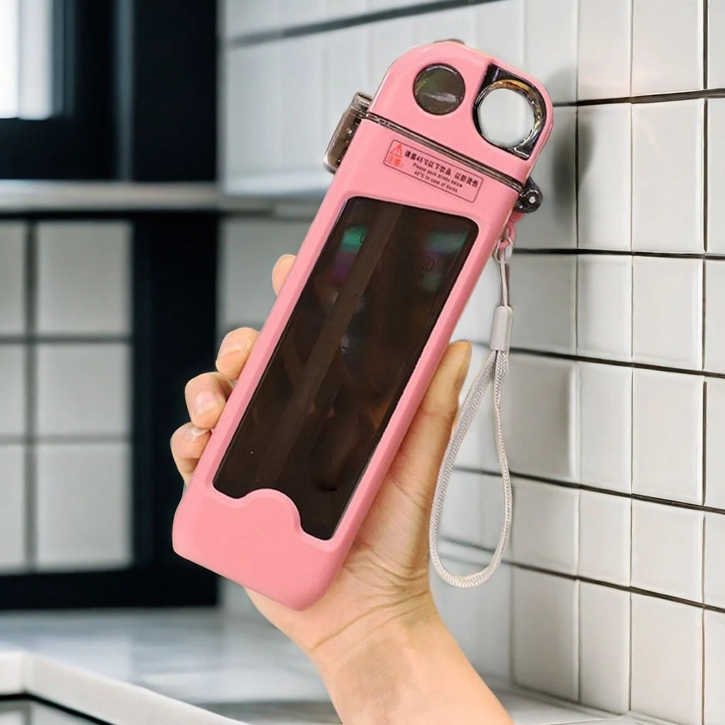 1pc 350ml sports water bottle, square portable plastic water bottle, fitness cup, outdoor sports water bottle