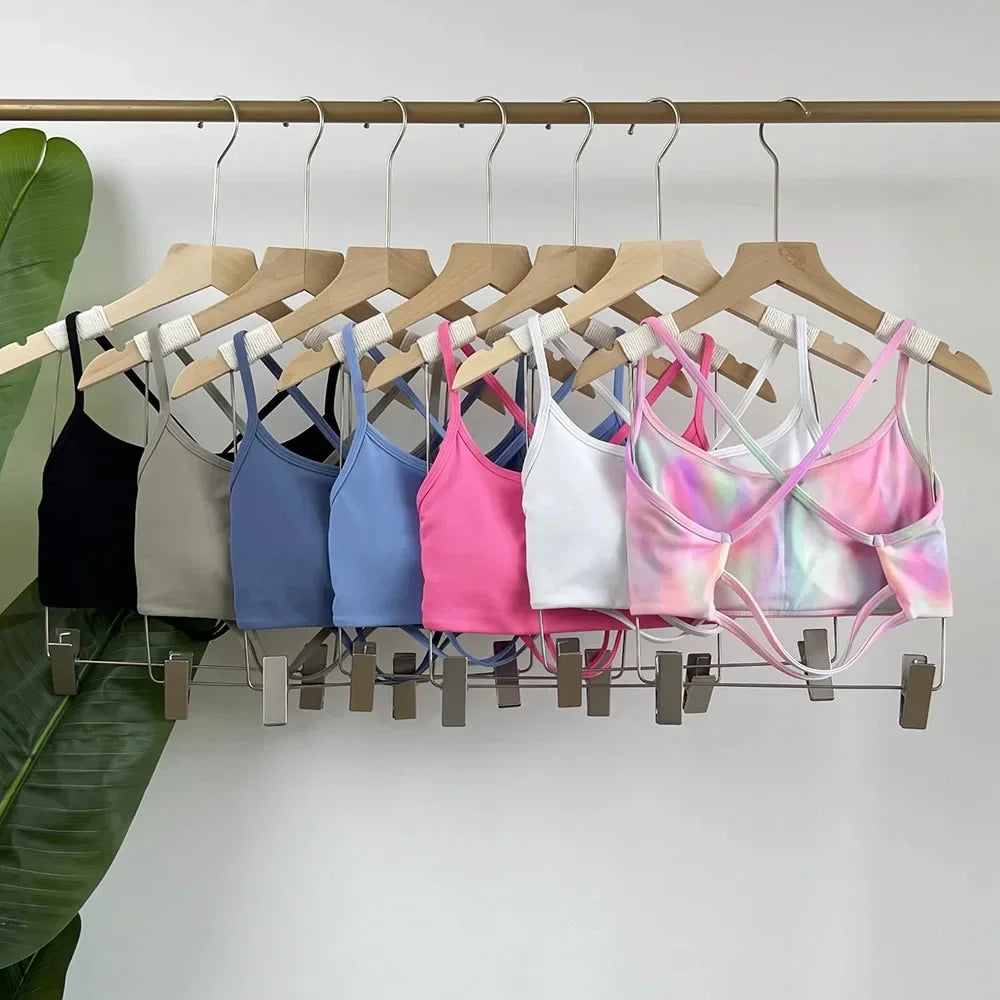 Beauty Back Sports Bra Women Seamless Halter Top High Support Push-up Open Back Gym Wear Fitness Yoga Workout Underwear Top