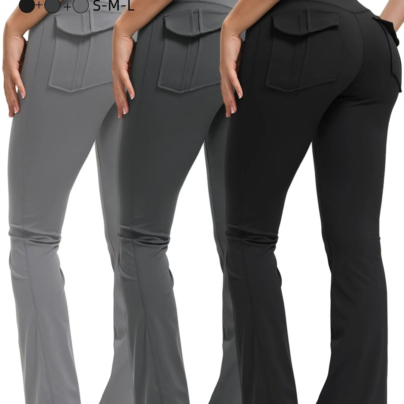 3 Pack Bootcut Yoga Pants With Pockets For Women Flared Leggings High Waist Womens Trousers Tummy Control With 2 Pockets