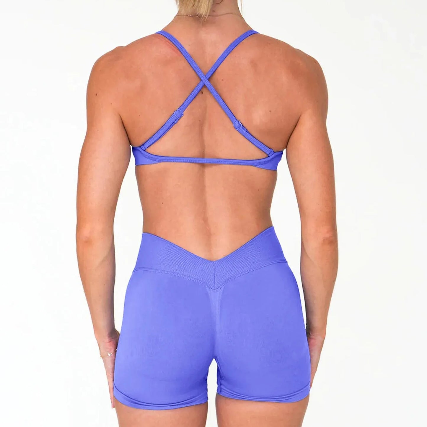 Women's 2-Piece Yoga Suit Seamless Fitness Suit Gym Clothes Sports Bra Impact Shorts Set Workout Set Gym Outfit