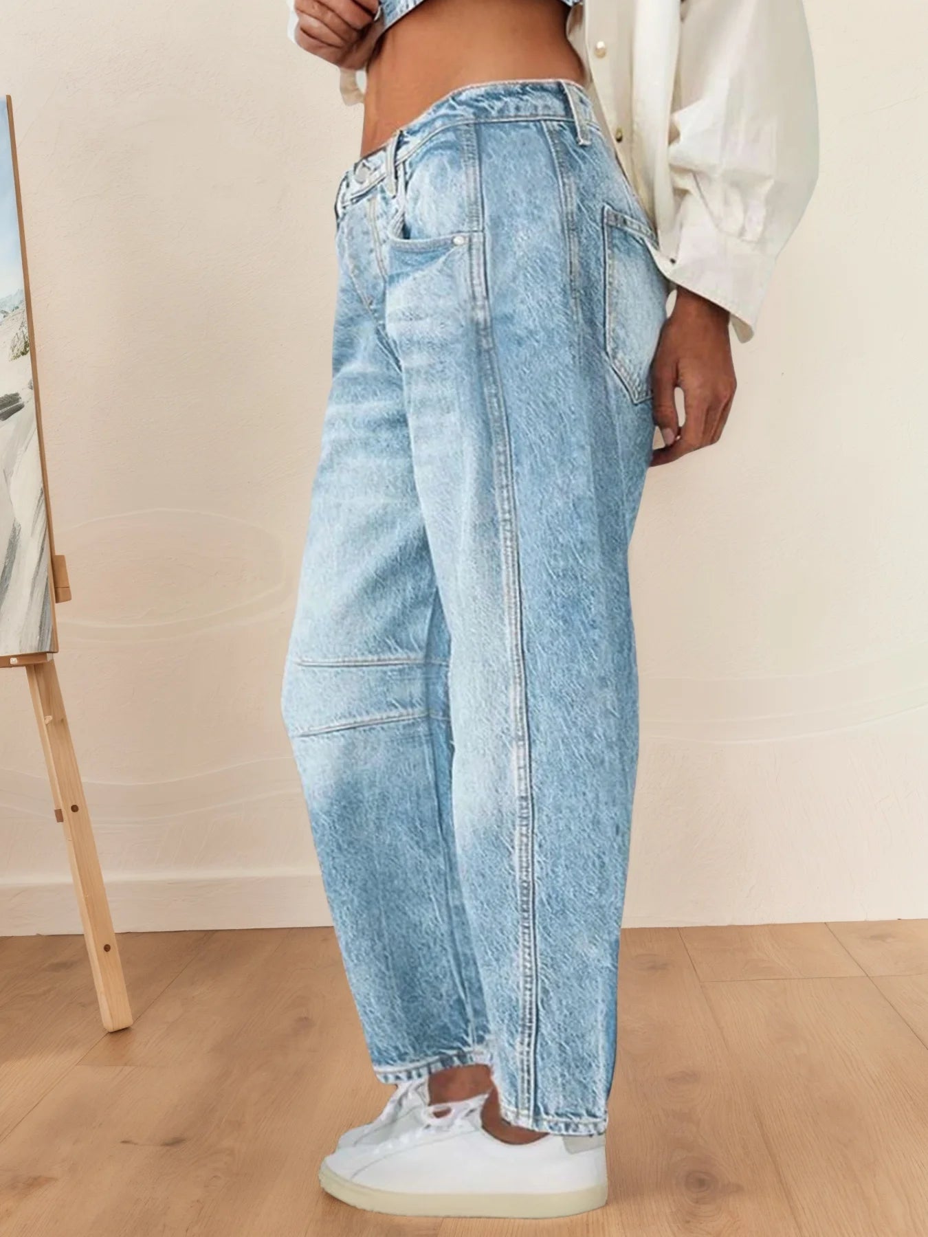 2025 New Women's Mid-Waist Curved Straight-Leg Denim Cropped Pants, Fashionable, Casual and Comfortable Jeans, Suitable for Spring