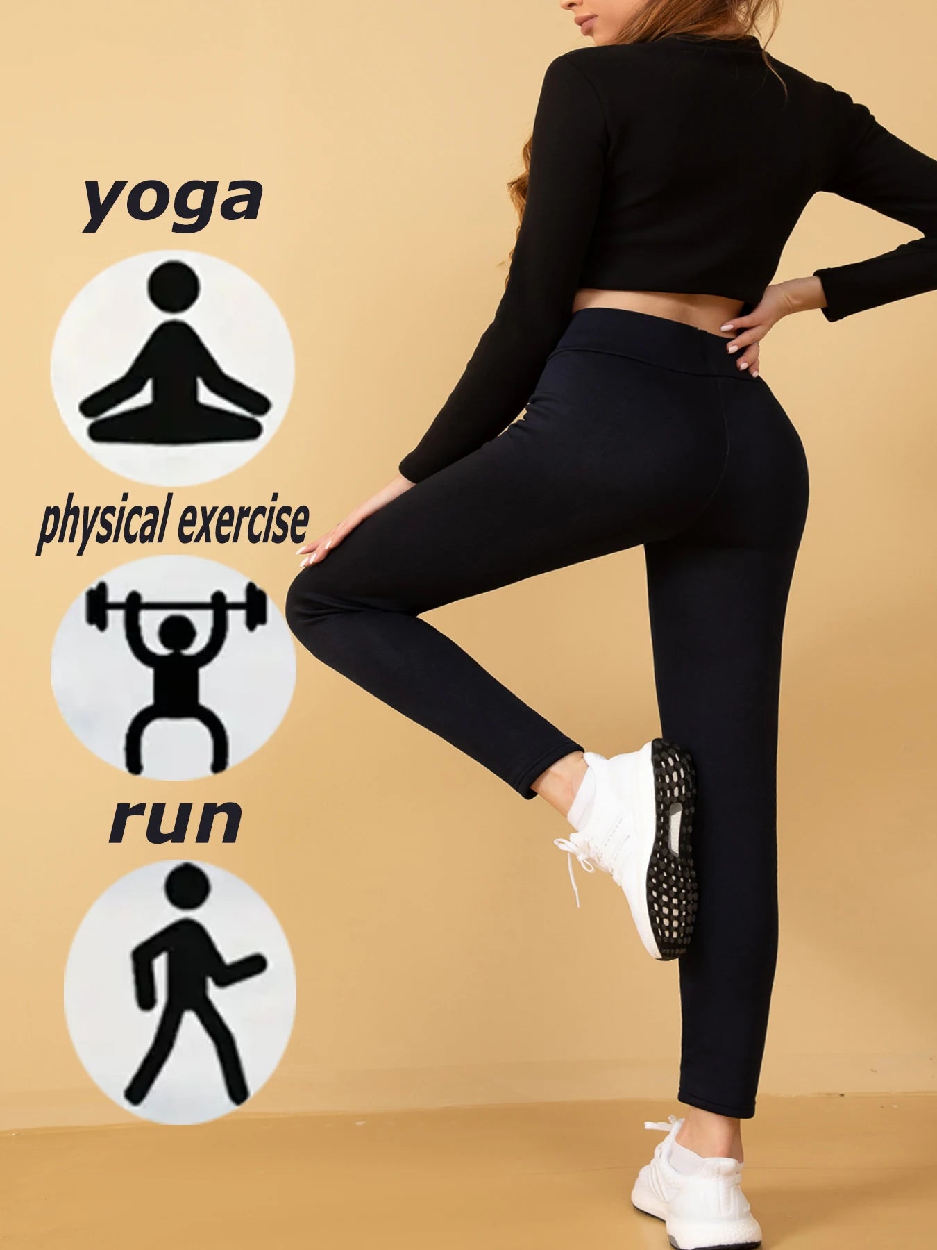 【4 Pack Winter Warm Leggings】Women's High Waist Fleece Lined Pants, Black+Gray+Navy+Red Thermal Trousers with Faux Fur Cuff, Str