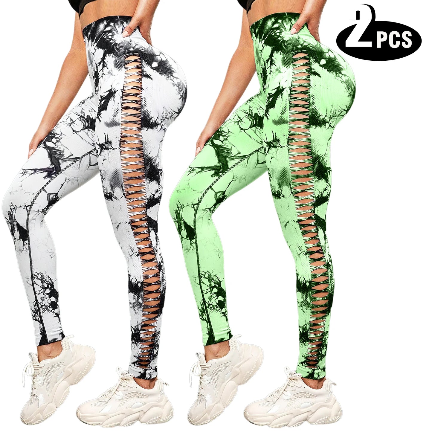 2 Pack Women's High Waisted Sexy Butt Lifting Seamless Solid Color Yoga Leggings Elastic And Breathable Fitness Sports Pants