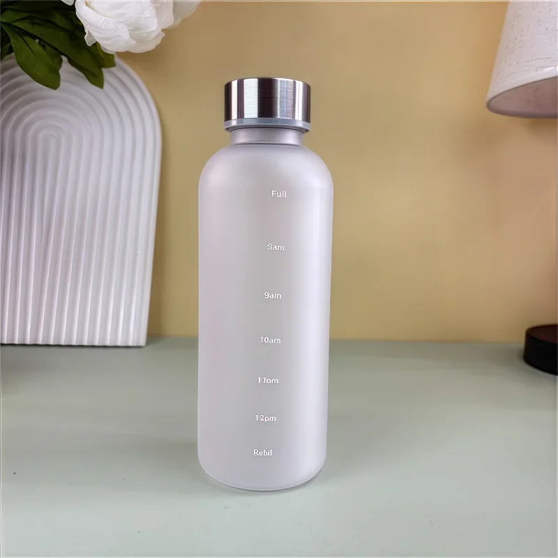 550ml Bottle With Time Marker Motivational Reusable Fitness Sports Outdoors Travel Leakproof BPA Free Frosted Plastic