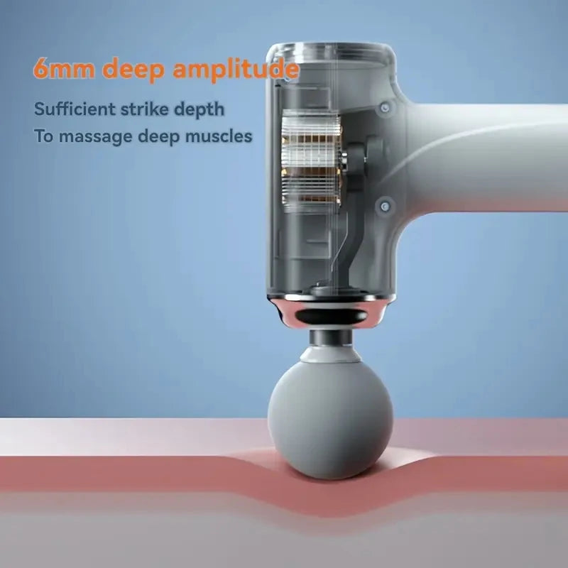 A Portable Electric Fascia Massage Gun, 4 Replaceable Massage Heads, 6-Speed Mode Adjustment, Deep Tissue Impact Muscles, Reliev