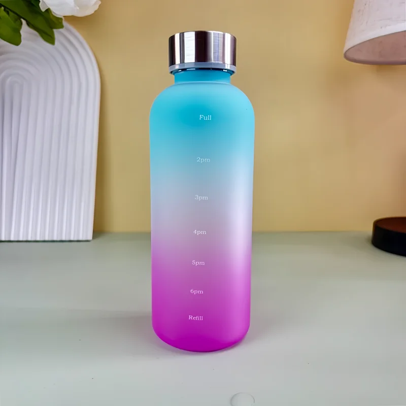 550ml Bottle With Time Marker Motivational Reusable Fitness Sports Outdoors Travel Leakproof BPA Free Frosted Plastic