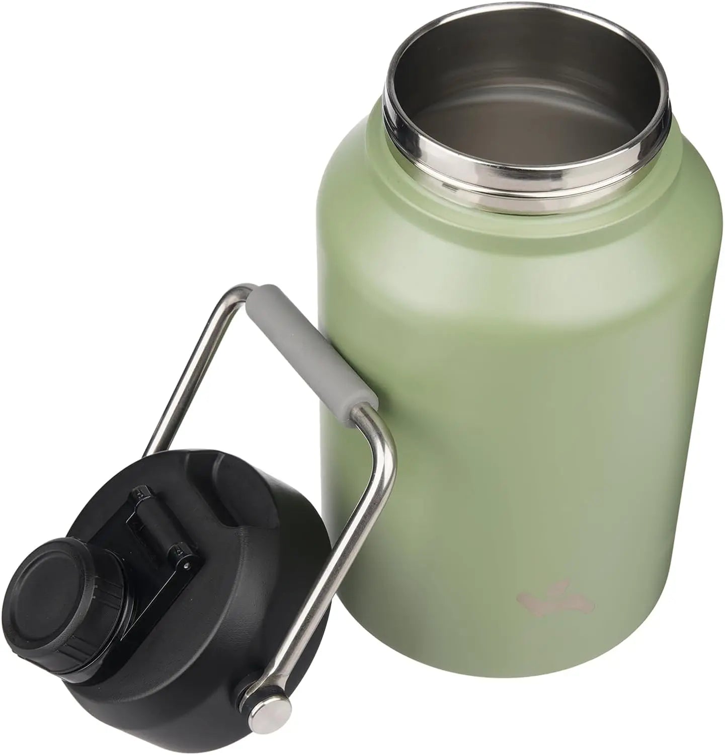 64 oz Insulated Stainless Steel Water Bottle with Handle & Pouch, Camp Green