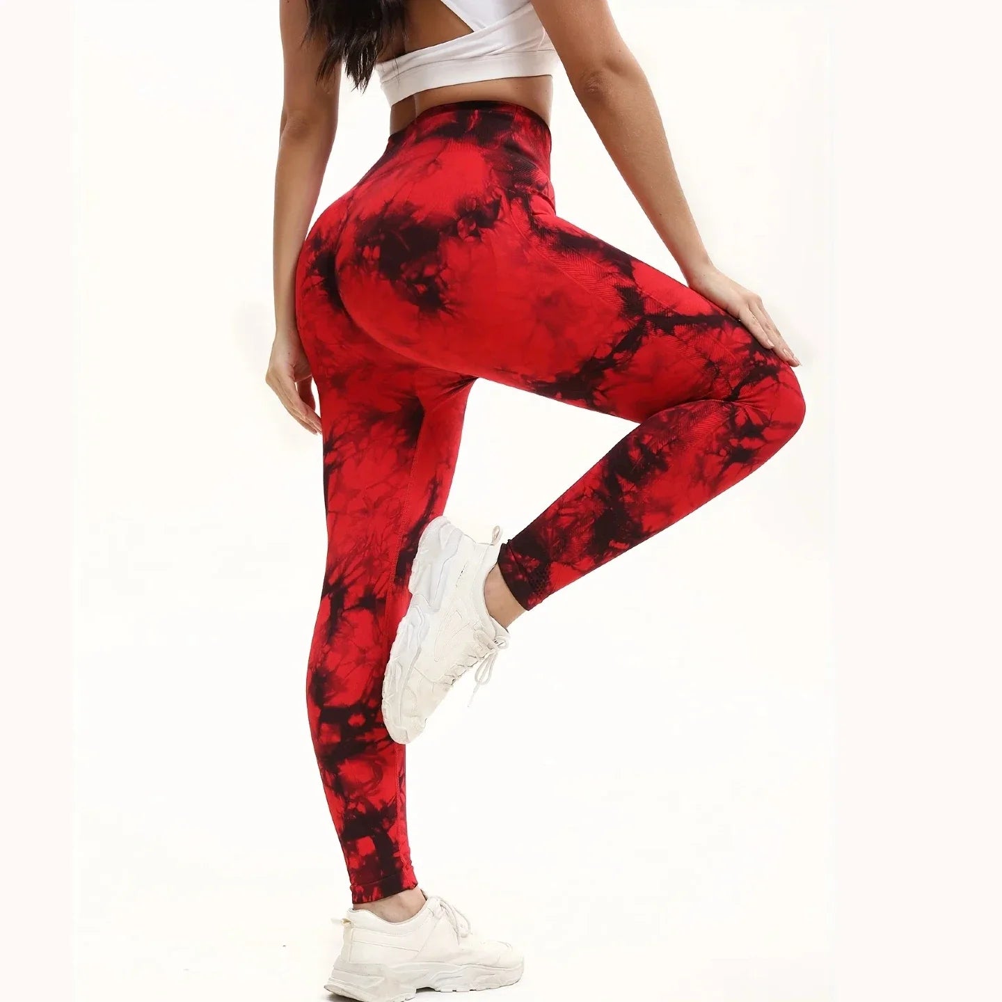 2pcs Women'S Seamless Tie-DyeHigh Waisted Hip Lifting Leggings, Comfortable Fit Workout Wear For Gym And Home Workouts