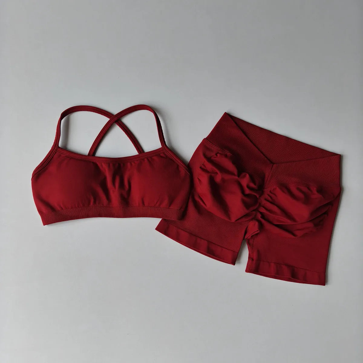 Women's 2-Piece Yoga Suit Seamless Fitness Suit Gym Clothes Sports Bra Impact Shorts Set Workout Set Gym Outfit