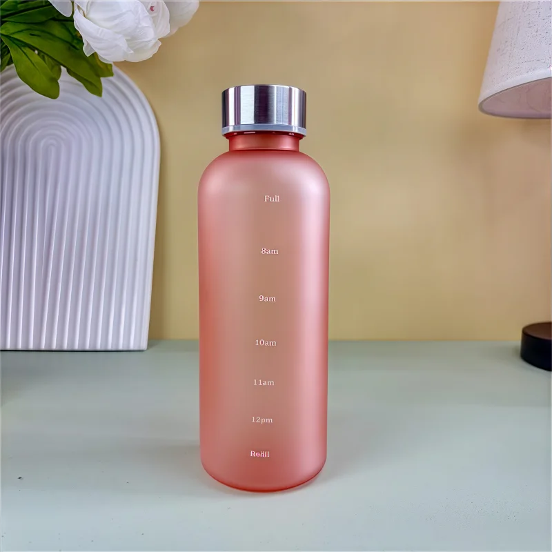 550ml Bottle With Time Marker Motivational Reusable Fitness Sports Outdoors Travel Leakproof BPA Free Frosted Plastic