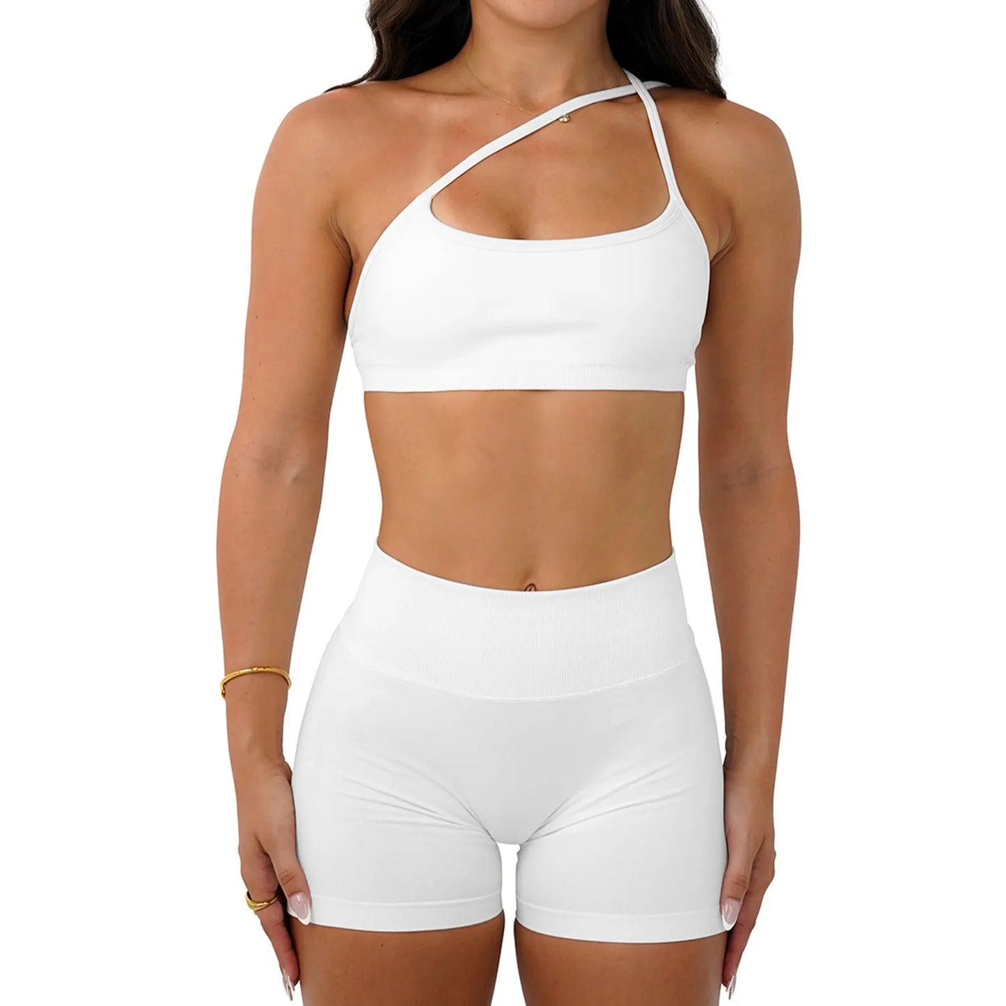 Women's 2-Piece Yoga Suit Seamless Fitness Suit Gym Clothes Sports Bra Impact Shorts Set Workout Set Gym Outfit