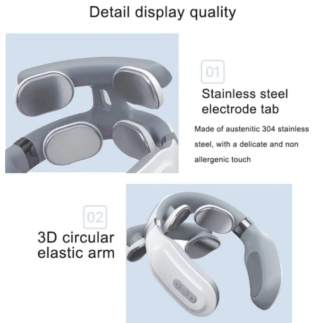 Four heads Adjustable USB Charging Neck Massager Heating Function Breathing Light For Neck Pain Relief And Relaxation