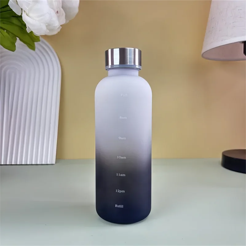 550ml Bottle With Time Marker Motivational Reusable Fitness Sports Outdoors Travel Leakproof BPA Free Frosted Plastic