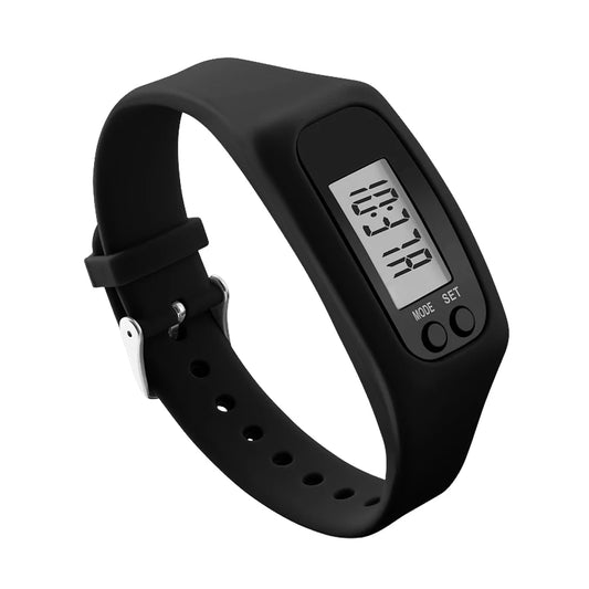LED Pedometer Bracelet Walking Running Pedometer 12/24H Time Display Silicone Step Tracker Fitness Watch for Outdoor Sports